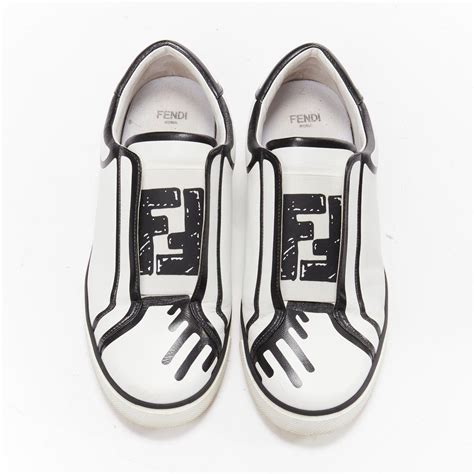 fendi trompe l'oeil leather sneakers|fendi suede sneakers.